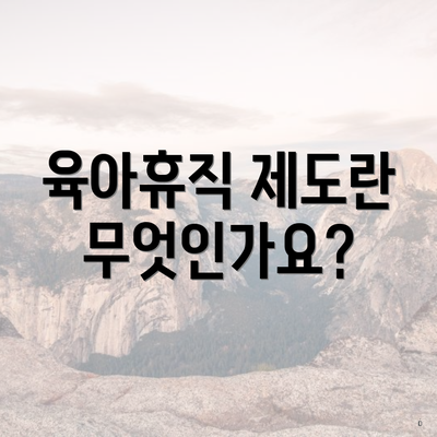 육아휴직 제도란 무엇인가요?