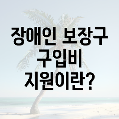 장애인 보장구 구입비 지원이란?