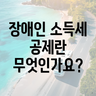 장애인 소득세 공제란 무엇인가요?