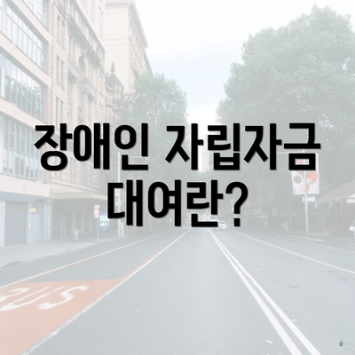 장애인 자립자금 대여란?