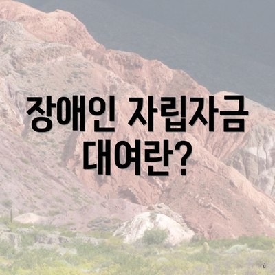 장애인 자립자금 대여란?