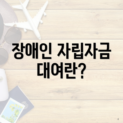 장애인 자립자금 대여란?
