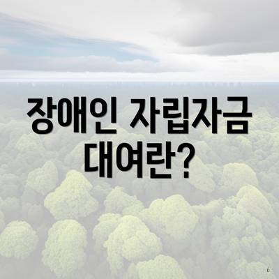 장애인 자립자금 대여란?