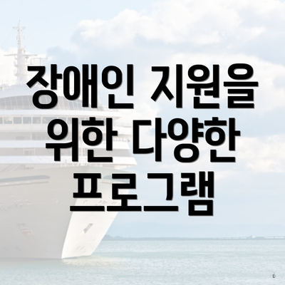 장애인 지원을 위한 다양한 프로그램