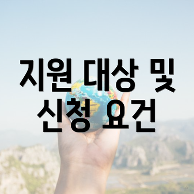 지원 대상 및 신청 요건
