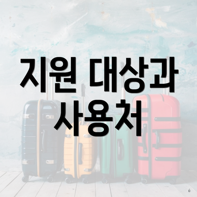 지원 대상과 사용처