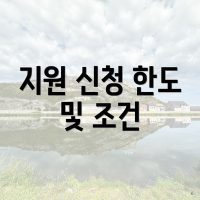 지원 신청 한도 및 조건