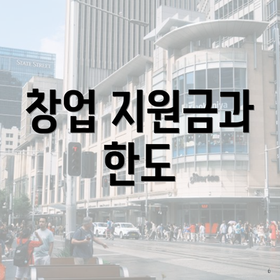창업 지원금과 한도