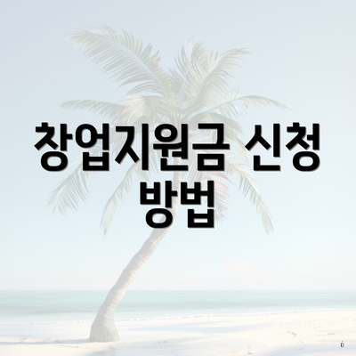 창업지원금 신청 방법