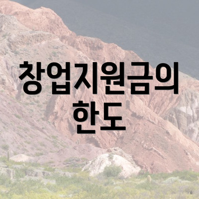 창업지원금의 한도