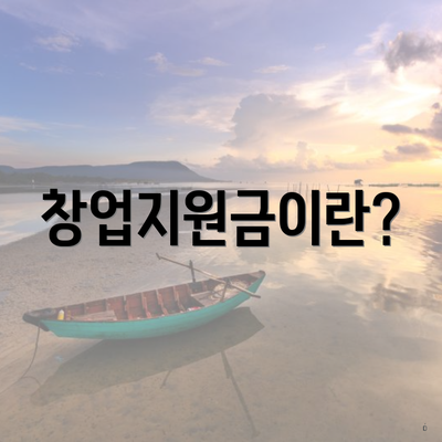 창업지원금이란?