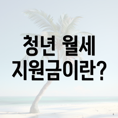 청년 월세 지원금이란?