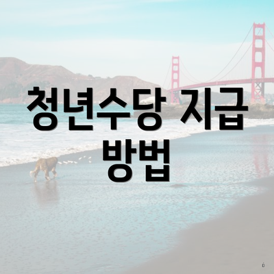 청년수당 지급 방법