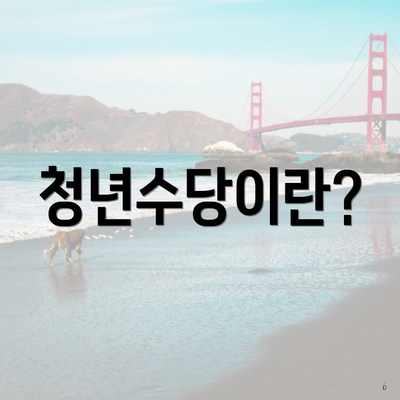 청년수당이란?