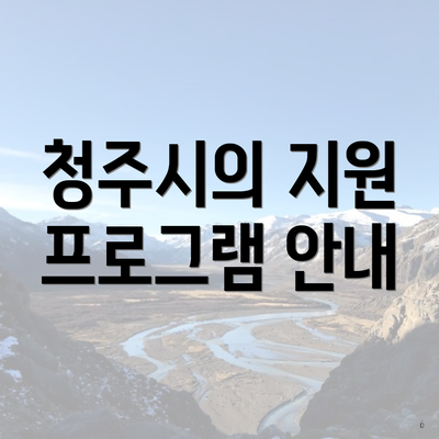 청주시의 지원 프로그램 안내