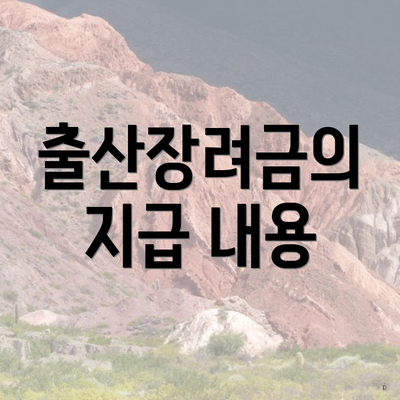 출산장려금의 지급 내용