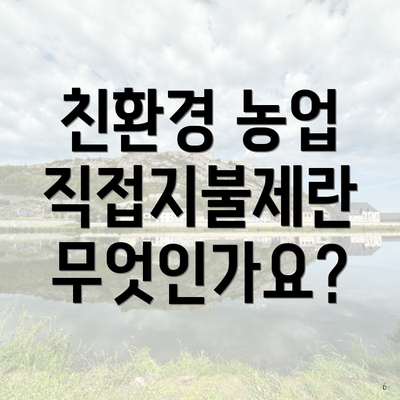 친환경 농업 직접지불제란 무엇인가요?