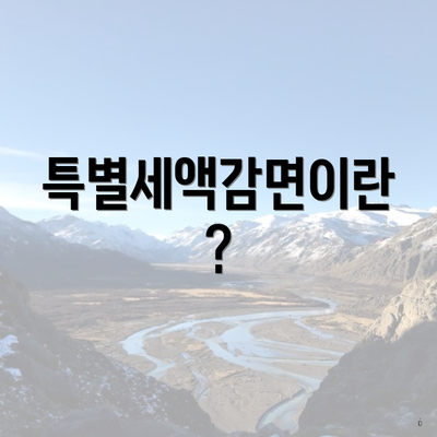 특별세액감면이란?