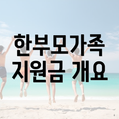 한부모가족 지원금 개요