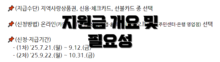 지원금 개요 및 필요성